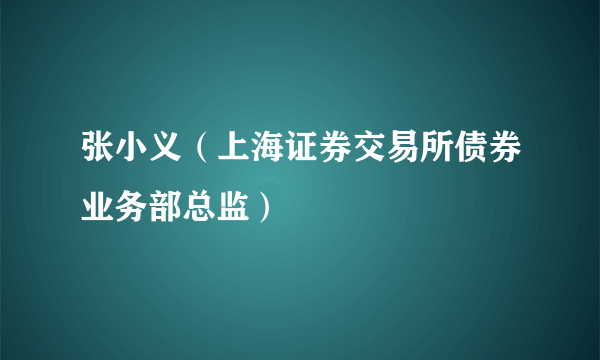 张小义（上海证券交易所债券业务部总监）