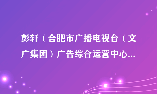 彭轩（合肥市广播电视台（文广集团）广告综合运营中心原常务副主任）