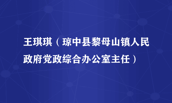 王琪琪（琼中县黎母山镇人民政府党政综合办公室主任）