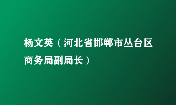 杨文英（河北省邯郸市丛台区商务局副局长）