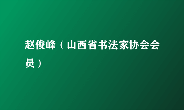 赵俊峰（山西省书法家协会会员）