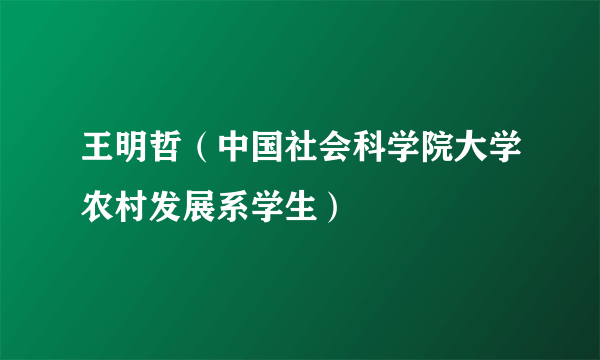 王明哲（中国社会科学院大学农村发展系学生）