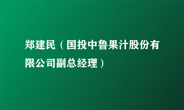 郑建民（国投中鲁果汁股份有限公司副总经理）