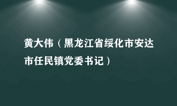 黄大伟（黑龙江省绥化市安达市任民镇党委书记）