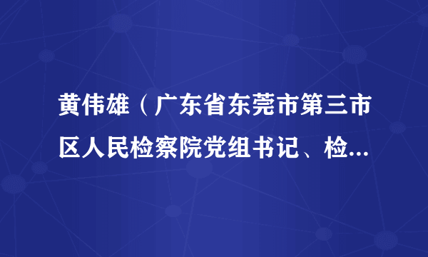 黄伟雄（广东省东莞市第三市区人民检察院党组书记、检察长、检察委员会委员、检察员）