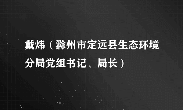 戴炜（滁州市定远县生态环境分局党组书记、局长）