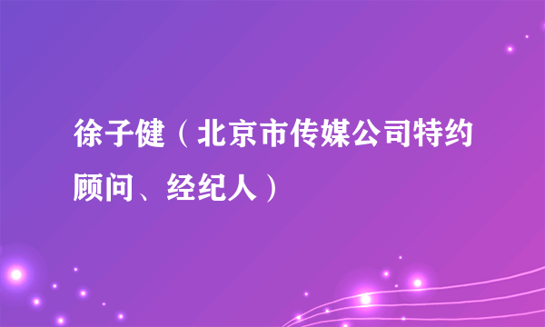 徐子健（北京市传媒公司特约顾问、经纪人）