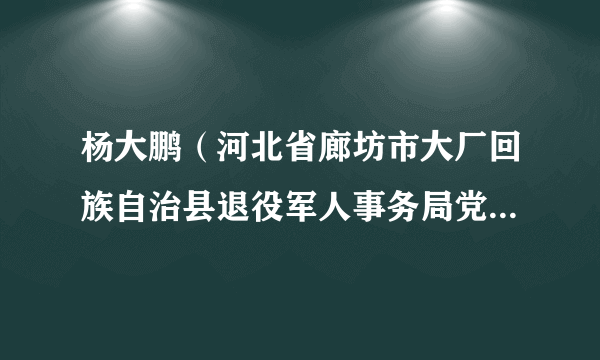 杨大鹏（河北省廊坊市大厂回族自治县退役军人事务局党组书记、局长）