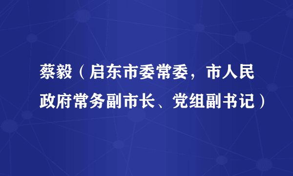 蔡毅（启东市委常委，市人民政府常务副市长、党组副书记）