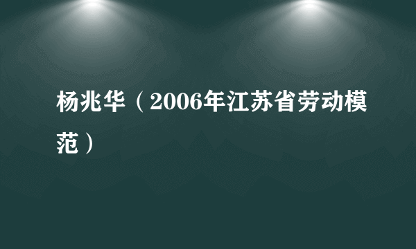 杨兆华（2006年江苏省劳动模范）