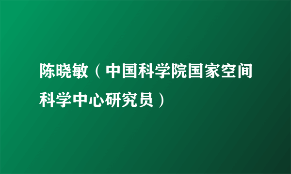 陈晓敏（中国科学院国家空间科学中心研究员）