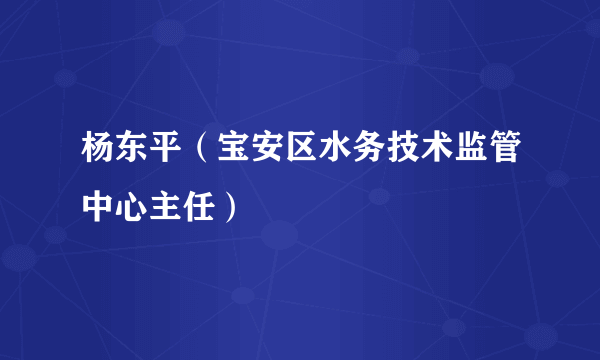 杨东平（宝安区水务技术监管中心主任）