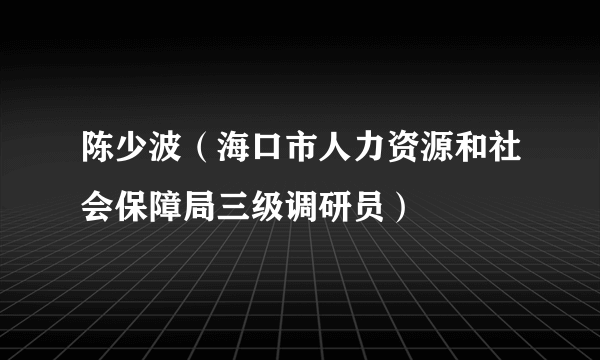 陈少波（海口市人力资源和社会保障局三级调研员）