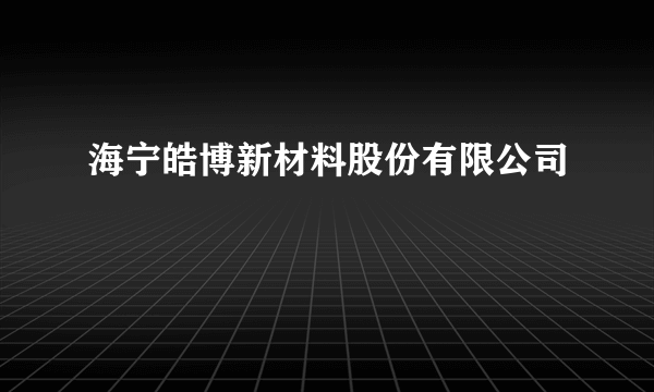 海宁皓博新材料股份有限公司