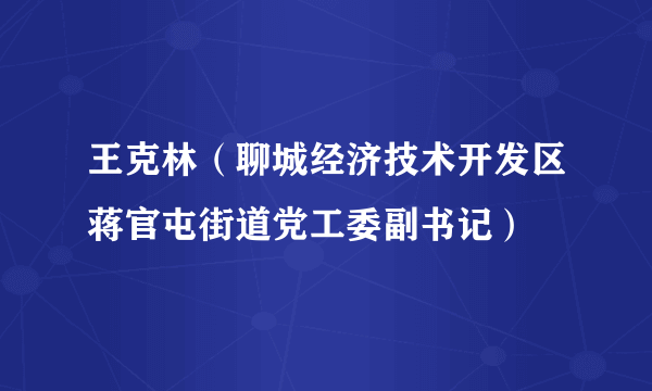 王克林（聊城经济技术开发区蒋官屯街道党工委副书记）