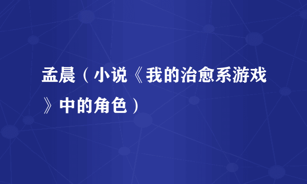 孟晨（小说《我的治愈系游戏》中的角色）