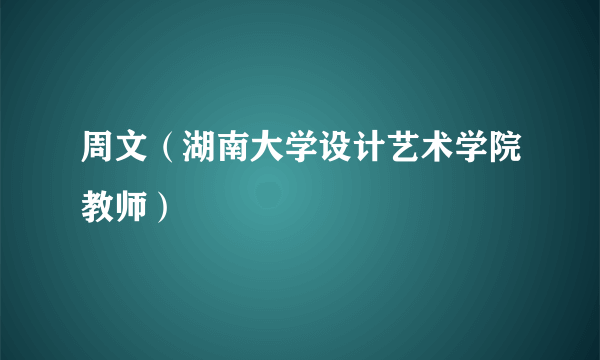 周文（湖南大学设计艺术学院教师）