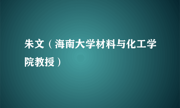 朱文（海南大学材料与化工学院教授）