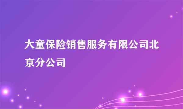 大童保险销售服务有限公司北京分公司