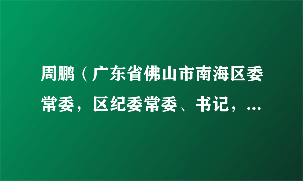 周鹏（广东省佛山市南海区委常委，区纪委常委、书记，区监委副主任）