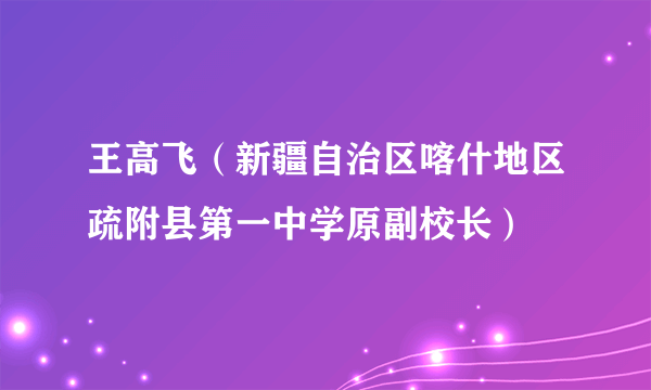 王高飞（新疆自治区喀什地区疏附县第一中学原副校长）