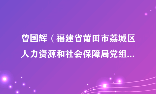 曾国辉（福建省莆田市荔城区人力资源和社会保障局党组成员、副局长）