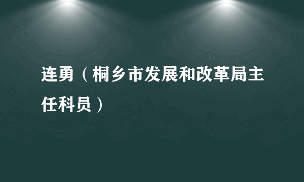 连勇（桐乡市发展和改革局主任科员）