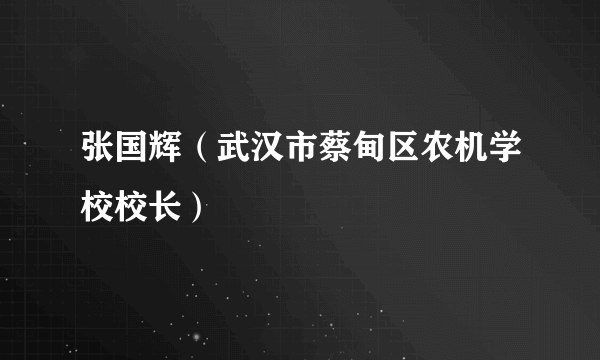 张国辉（武汉市蔡甸区农机学校校长）