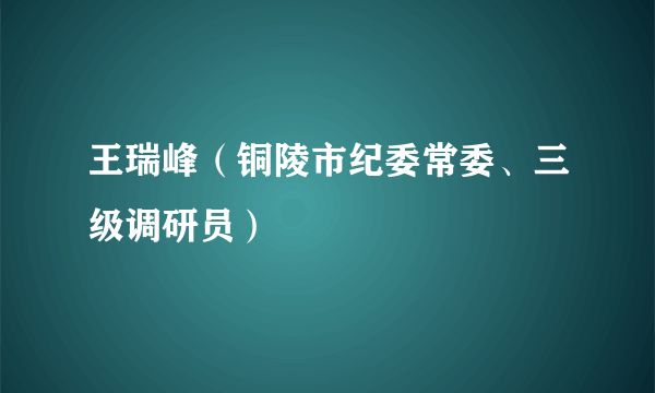 王瑞峰（铜陵市纪委常委、三级调研员）