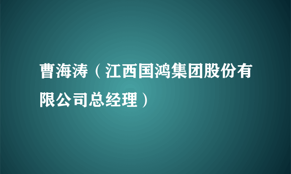 曹海涛（江西国鸿集团股份有限公司总经理）