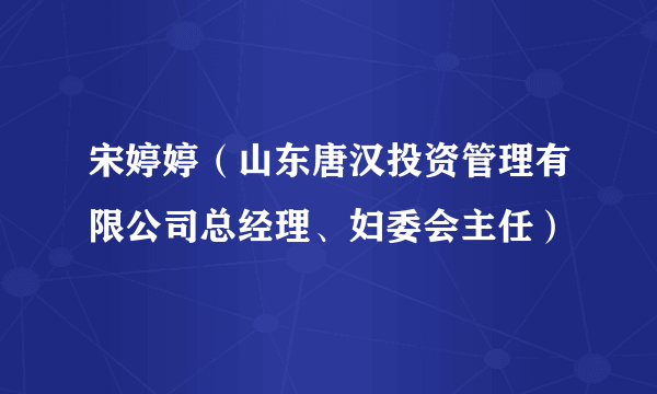 宋婷婷（山东唐汉投资管理有限公司总经理、妇委会主任）