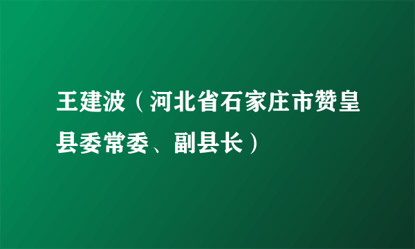 王建波（河北省石家庄市赞皇县委常委、副县长）