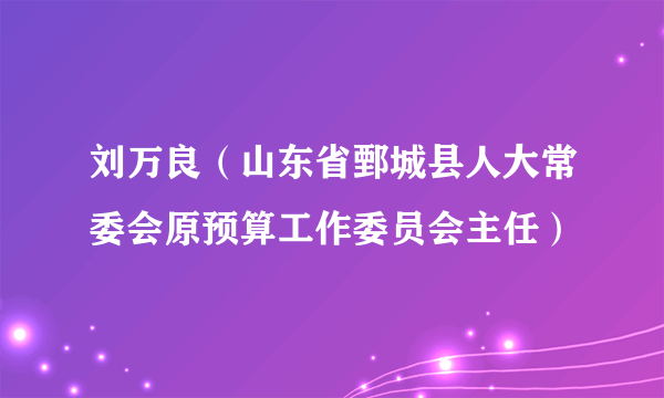 刘万良（山东省鄄城县人大常委会原预算工作委员会主任）