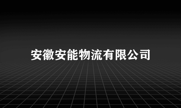 安徽安能物流有限公司