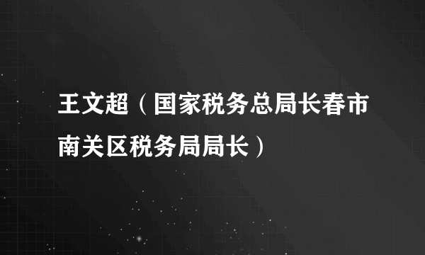 王文超（国家税务总局长春市南关区税务局局长）