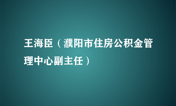 王海臣（濮阳市住房公积金管理中心副主任）