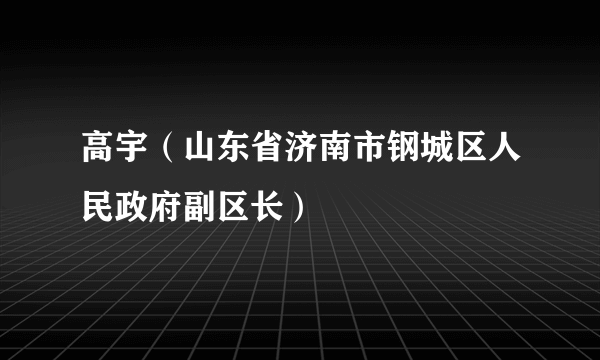 高宇（山东省济南市钢城区人民政府副区长）