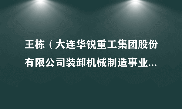 王栋（大连华锐重工集团股份有限公司装卸机械制造事业部设计员）