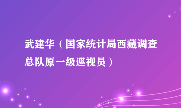 武建华（国家统计局西藏调查总队原一级巡视员）