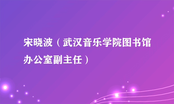 宋晓波（武汉音乐学院图书馆办公室副主任）