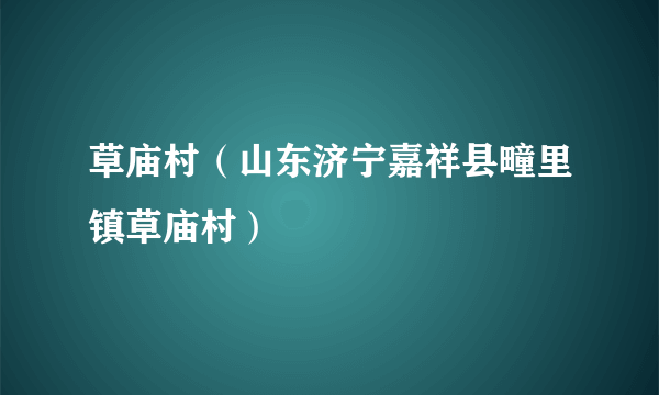 草庙村（山东济宁嘉祥县疃里镇草庙村）