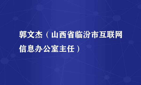 郭文杰（山西省临汾市互联网信息办公室主任）