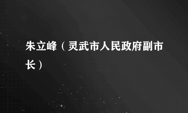 朱立峰（灵武市人民政府副市长）