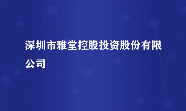 深圳市雅堂控股投资股份有限公司