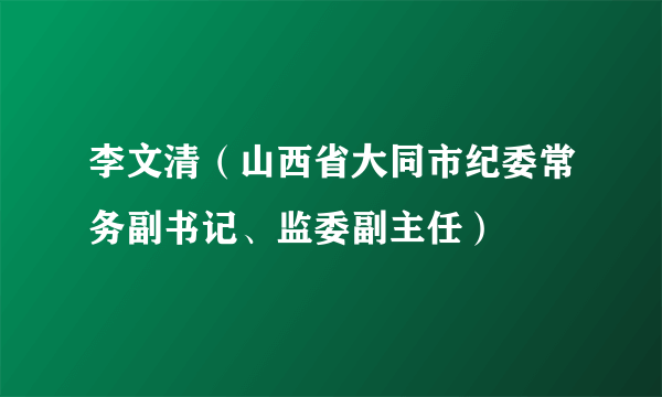 李文清（山西省大同市纪委常务副书记、监委副主任）