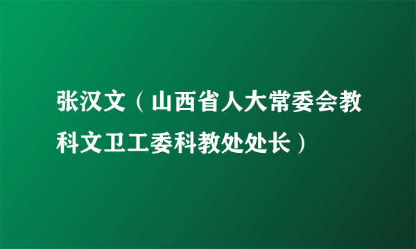 张汉文（山西省人大常委会教科文卫工委科教处处长）