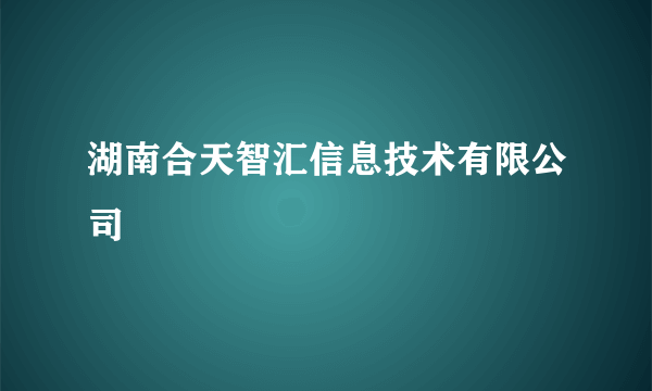 湖南合天智汇信息技术有限公司