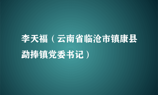 李天福（云南省临沧市镇康县勐捧镇党委书记）