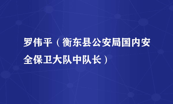 罗伟平（衡东县公安局国内安全保卫大队中队长）