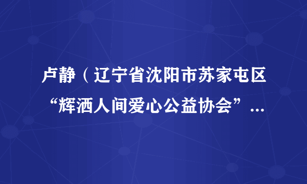 卢静（辽宁省沈阳市苏家屯区“辉洒人间爱心公益协会”负责人）